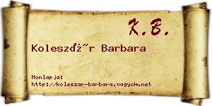 Koleszár Barbara névjegykártya